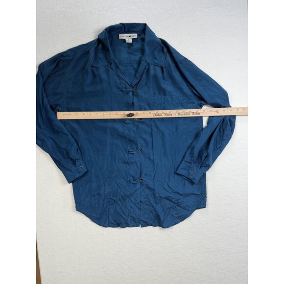 Jonathan Martin 100% Silk Women’s Shirt Small Blue Long Sleeve Blouse - Picture 3 of 8